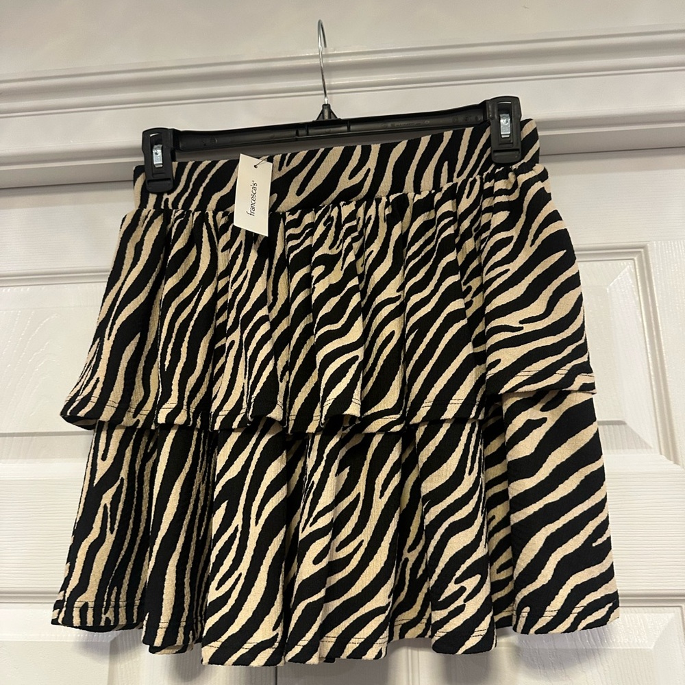 Francesca's Collections Black and Cream Zebra Mini Skirt